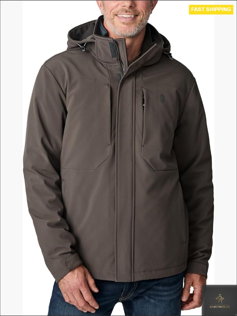 Men's 3 In 1 Winter Softshell Ski Jacket Water Resistant Insulated Hooded Warm
